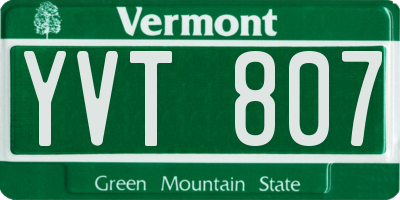 VT license plate YVT807