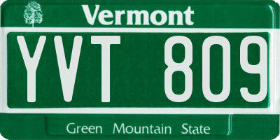 VT license plate YVT809
