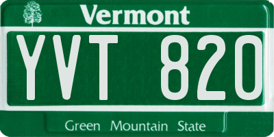 VT license plate YVT820