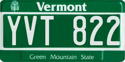 VT license plate YVT822
