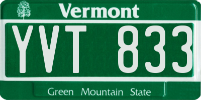 VT license plate YVT833