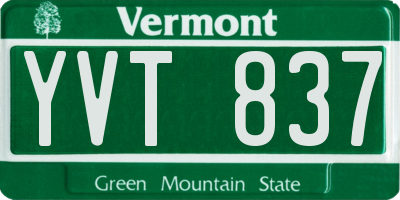VT license plate YVT837