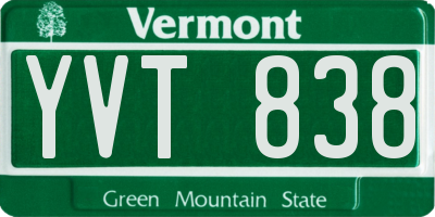 VT license plate YVT838
