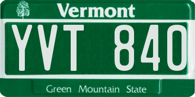VT license plate YVT840