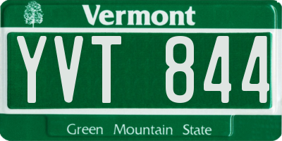 VT license plate YVT844