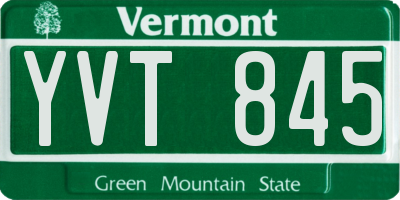 VT license plate YVT845