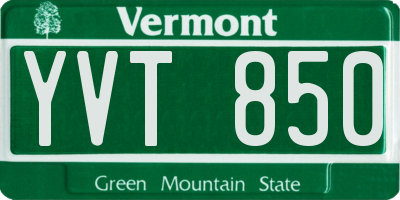 VT license plate YVT850