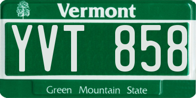 VT license plate YVT858