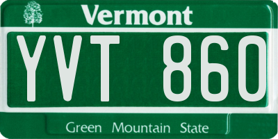 VT license plate YVT860