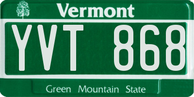 VT license plate YVT868