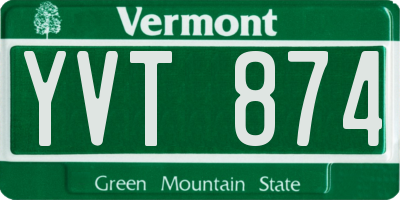 VT license plate YVT874