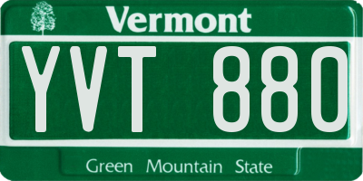 VT license plate YVT880