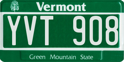 VT license plate YVT908