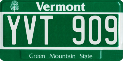 VT license plate YVT909