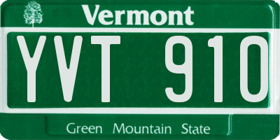 VT license plate YVT910