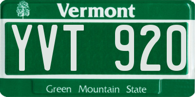 VT license plate YVT920