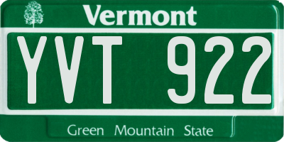 VT license plate YVT922