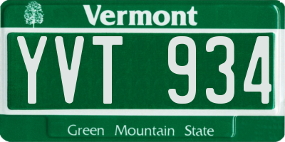 VT license plate YVT934