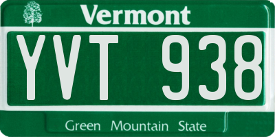 VT license plate YVT938