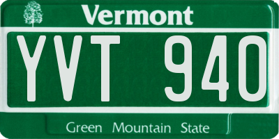 VT license plate YVT940