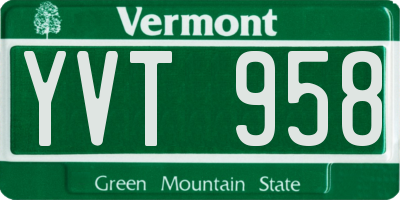 VT license plate YVT958
