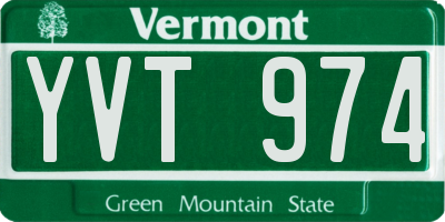 VT license plate YVT974