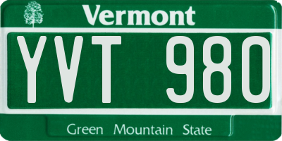 VT license plate YVT980
