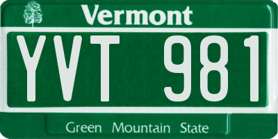 VT license plate YVT981