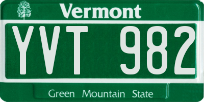 VT license plate YVT982