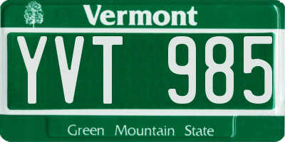 VT license plate YVT985