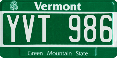 VT license plate YVT986