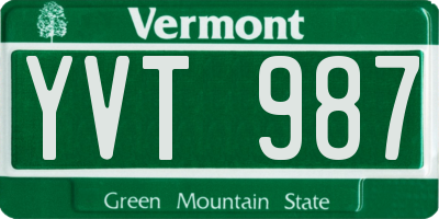 VT license plate YVT987