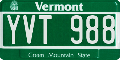 VT license plate YVT988