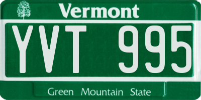 VT license plate YVT995