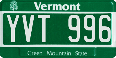 VT license plate YVT996