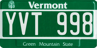 VT license plate YVT998