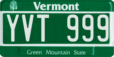 VT license plate YVT999