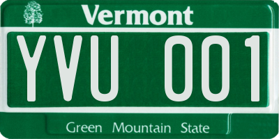 VT license plate YVU001