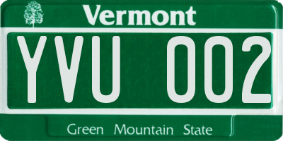 VT license plate YVU002