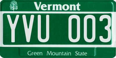 VT license plate YVU003