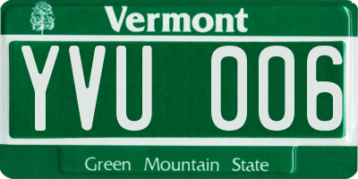 VT license plate YVU006