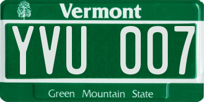 VT license plate YVU007