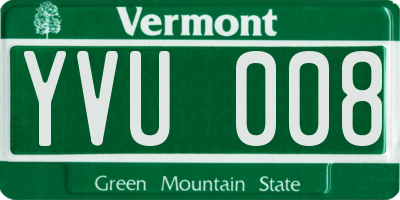 VT license plate YVU008