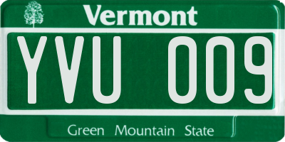 VT license plate YVU009