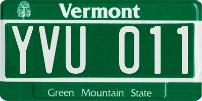 VT license plate YVU011