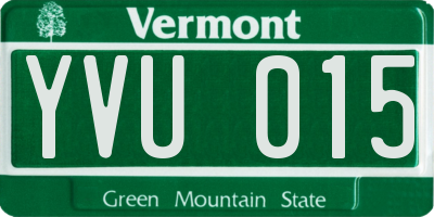 VT license plate YVU015