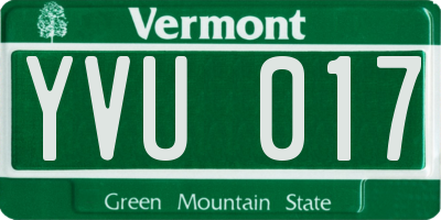 VT license plate YVU017