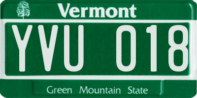 VT license plate YVU018