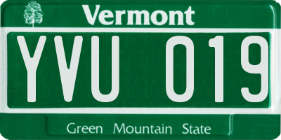 VT license plate YVU019
