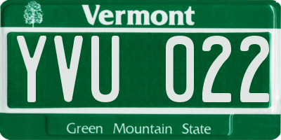 VT license plate YVU022